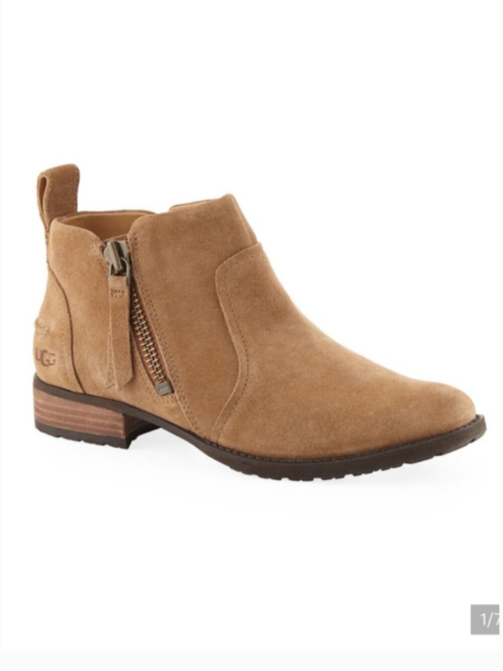 Ugg Women's Aureo Suede - Waterproof, Side Zip, Ankle Boot, Brown